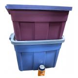 Two Rubbermaid Roughneck 18-Gal Storage Bins