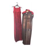 Red Velvet Dress & Sheer Hooded Cape Costume
