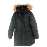 Guess Black Quilted Winter Coat Faux Fur Hood L