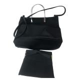 Two Black Fabric Handbags Tote and Clutch