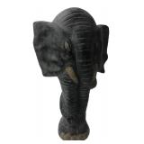 Stylized Black Elephant Bust Sculpture 16' H