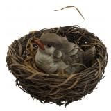 Vintage Ceramic Bird in Twig Nest Figurine