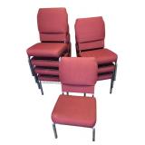 Set of 8 Red Upholstered Auditorium Chairs
