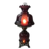 Ruby Red Glass Parlor Lamp 22' H