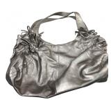 DKNY Metallic Silver Leather Hobo Bag