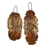 Pair of Rustic Botanical Impression Clay Plaques