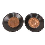 Pair of Hungarian Copper Wall Plaques, 8.5'