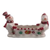 Jelly Belly 2007 Snowman Sleigh Candy Dish