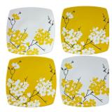 222 Fifth Mia Blossom Yellow Square Plates