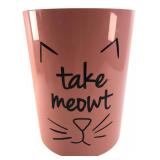 Pink 'Take Meowt' Cat Plastic Wastebasket