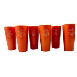 Set of 6 Orange Plastic Mushroom Tumblers
