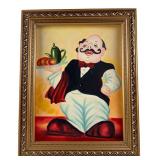 Framed Whimsical Chef Painting on Canvas