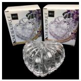 Pair Mikasa Home Beautiful Glass Heart Boxes