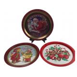 Set of Three Metal Christmas Trays