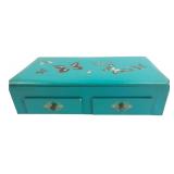 Retro Teal Cardboard Butterfly Jewelry Box