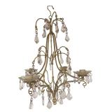 Painted Metal & Crystal 4-candle Chandelier