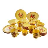 Vintage Rooster Speckled Stoneware Dinnerware Set