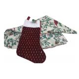 Christmas House Stocking & 60' Round Tablecloth
