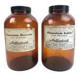 Pair Mallinckrodt Amber Glass Apothecary Bottles