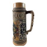 German 3L Relief Stoneware Tavern Stein 14 H