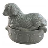 White Ceramic Lamb Covered Tureen with Ladle