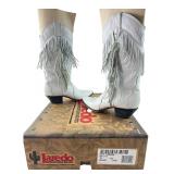 Laredo White Leather Fringe Western Boots Size 6M