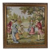 Framed Rococo Style Woven Tapestry 22x22'