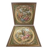 Pair of Framed Pastoral Tapestries