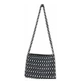 Metallic Grey Beaded Handbag Made in Japan