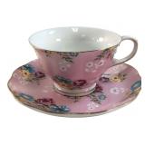 Grace Tea Ware Pink Floral Teacup & Saucer Set