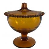 Indiana Glass Amber Lidded Compote