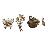 Monet Butterfly & Assorted Gold-Tone Brooches