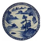 Blue & White Porcelain Landscape Charger 15'