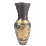 Etched Brass Floral Vase Made in India