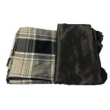 Plaid and Solid Brown Silk Fabric Yardage