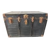 Black Flat Top Steamer Trunk