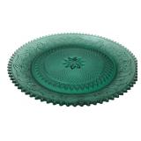 Green Pressed Glass Floral Platter 12'