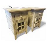 Pair Jordan Furniture Distressed End Tables