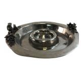 Cast Metal Bird Motif Chip & Dip Tray