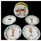 Rosanna Votre Sante Set of 4 Plates 8 1/4' Dia