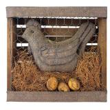 Primitive Style Fabric Hen Crate Decor