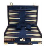 Blue Velvet Attache Case Backgammon Set