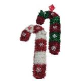 Pair of Holiday Tinsel Candy Canes