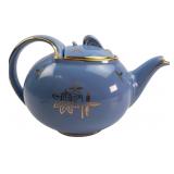 Hall 0749 Blue & Gold Floral 6-Cup Teapot