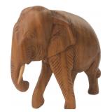 Hand-Carved Wood Elephant Figurine