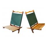 Pair of Collapsible Wood and Canvas Sling Chairs
