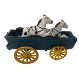 Cast Iron Horse-Drawn Wagon Toy