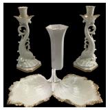 Lenox Porcelain Candlesticks, Vase & Dish Set