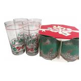 Christmas Holly Pattern Glassware Set