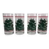 4 Christmas Tree Weighted Bottom Highball Glasses